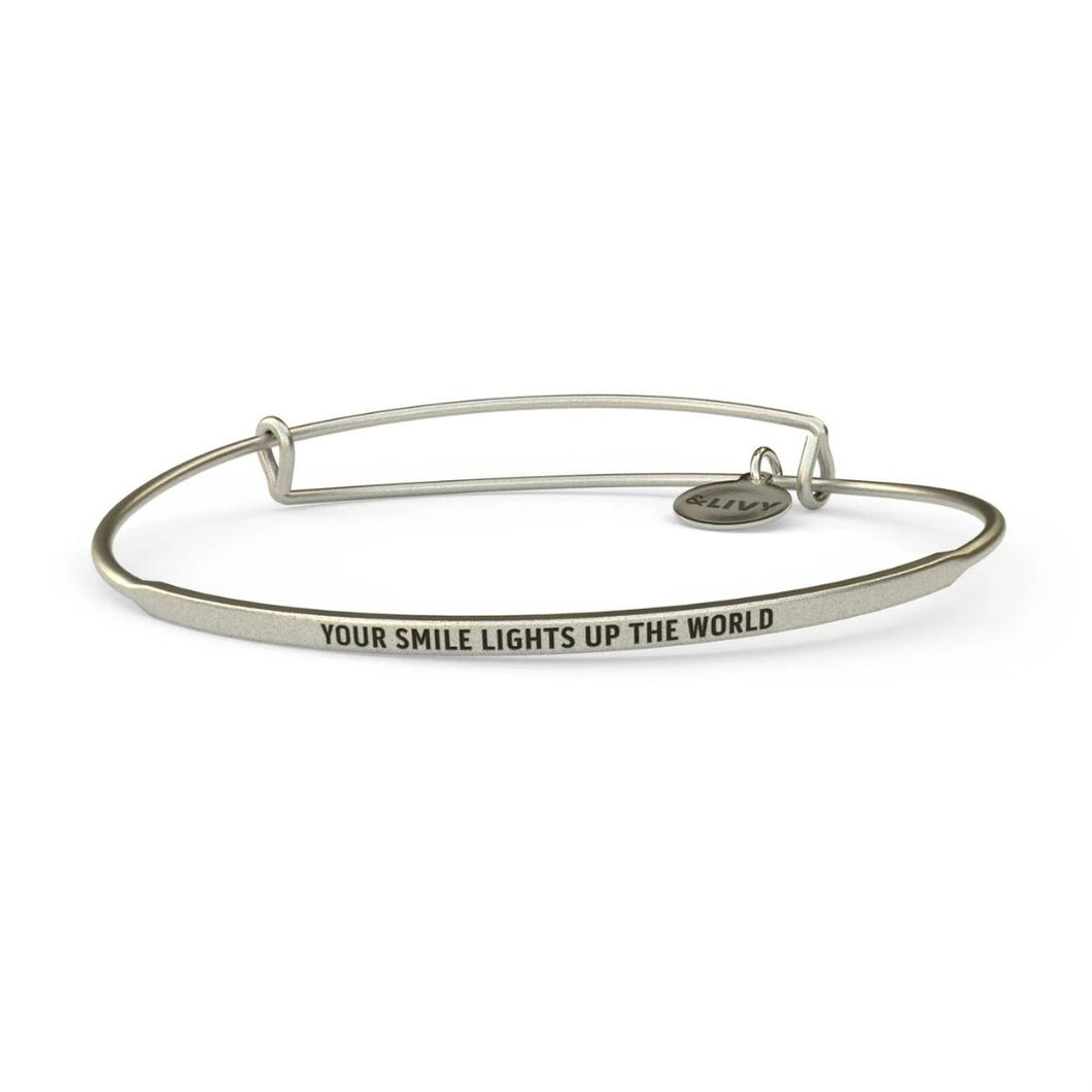 &LIVY Your Smile Lights Up The World Bangle-Antique Silver