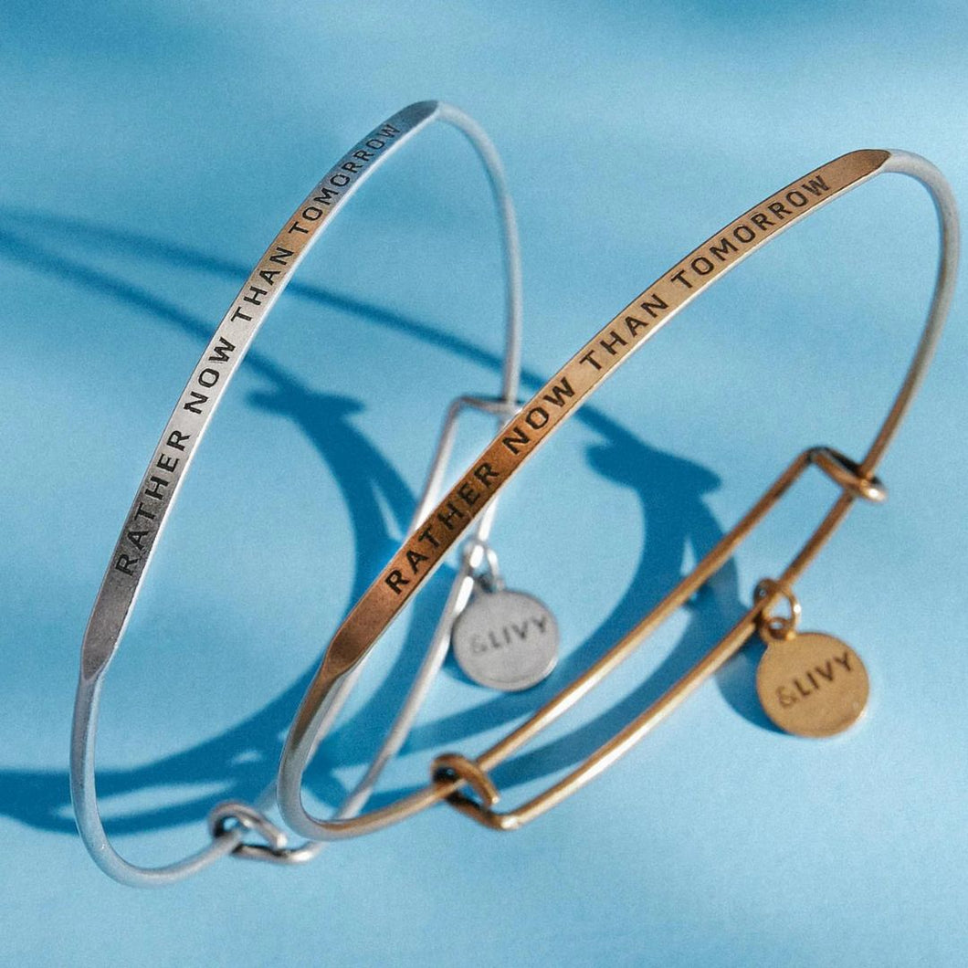 &LIVY Rather Now Than Tomorrow Bangle-Antique Gold