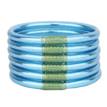 Load image into Gallery viewer, AZURE ALL WEATHER BANGLES (SET OF 6) - SERENITY PRAYER-MEDIUM
