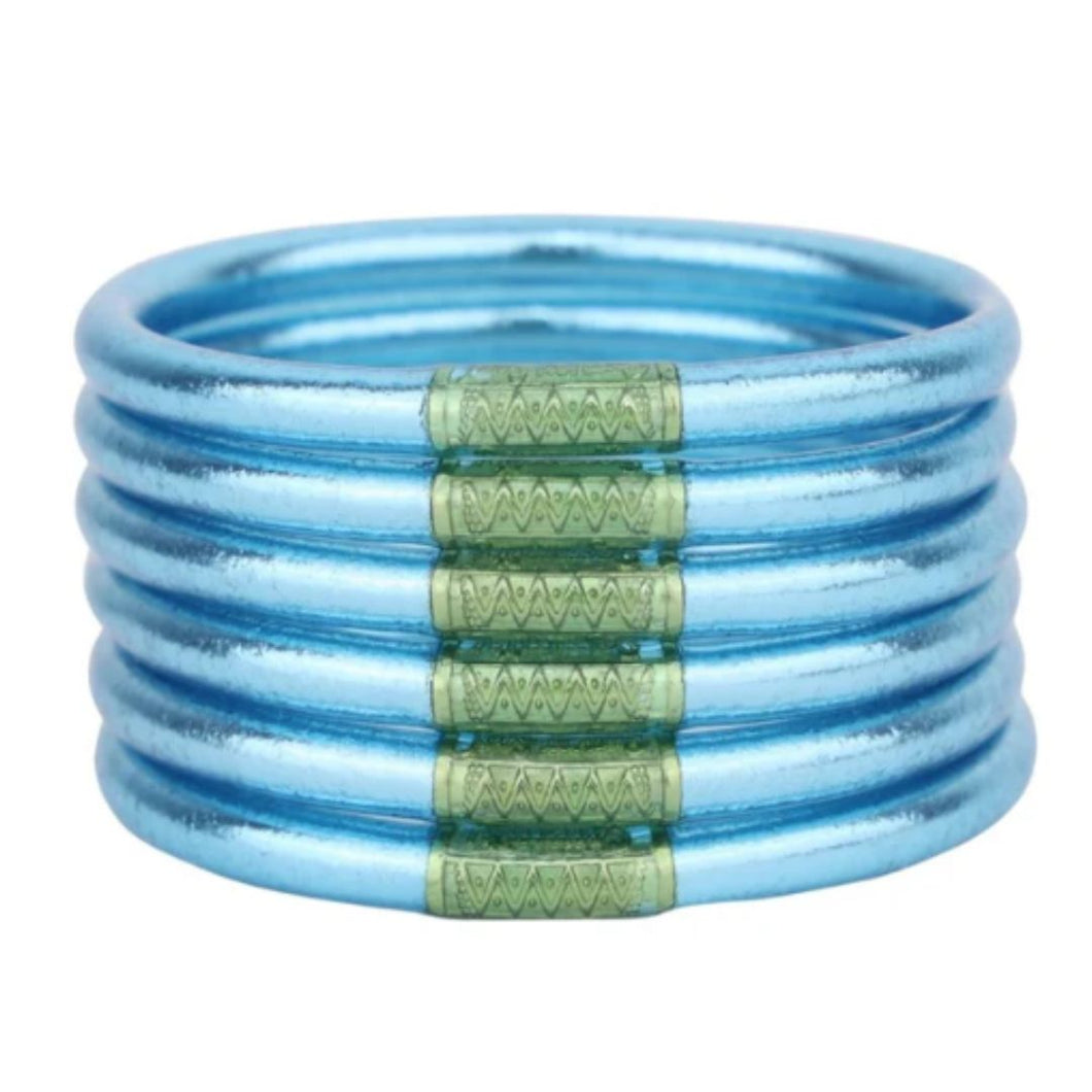 AZURE ALL WEATHER BANGLES (SET OF 6) - SERENITY PRAYER-MEDIUM