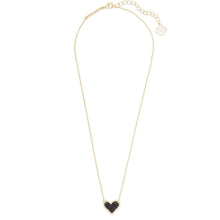 Load image into Gallery viewer, Kendra Scott Ari Heart Gold Pendant Necklace in Black Drusy
