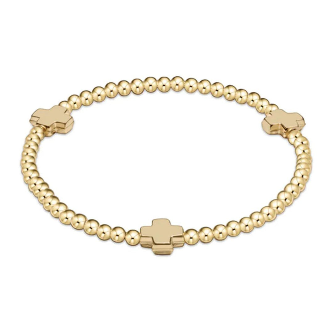 enewton Signature Cross Gold Pattern 3mm Bead Bracelet