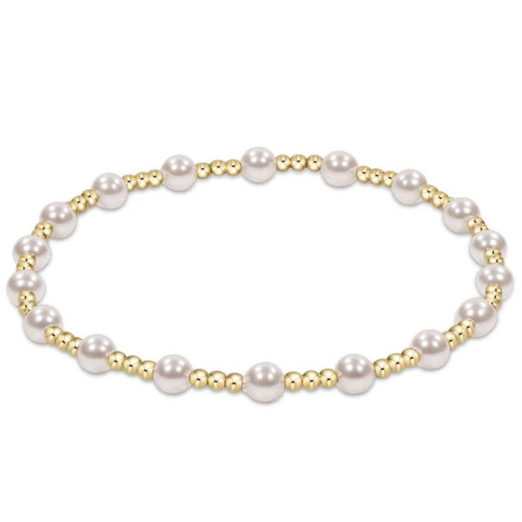 enewton Classic Sincerity Pattern 4mm Bead Bracelet-Pearl