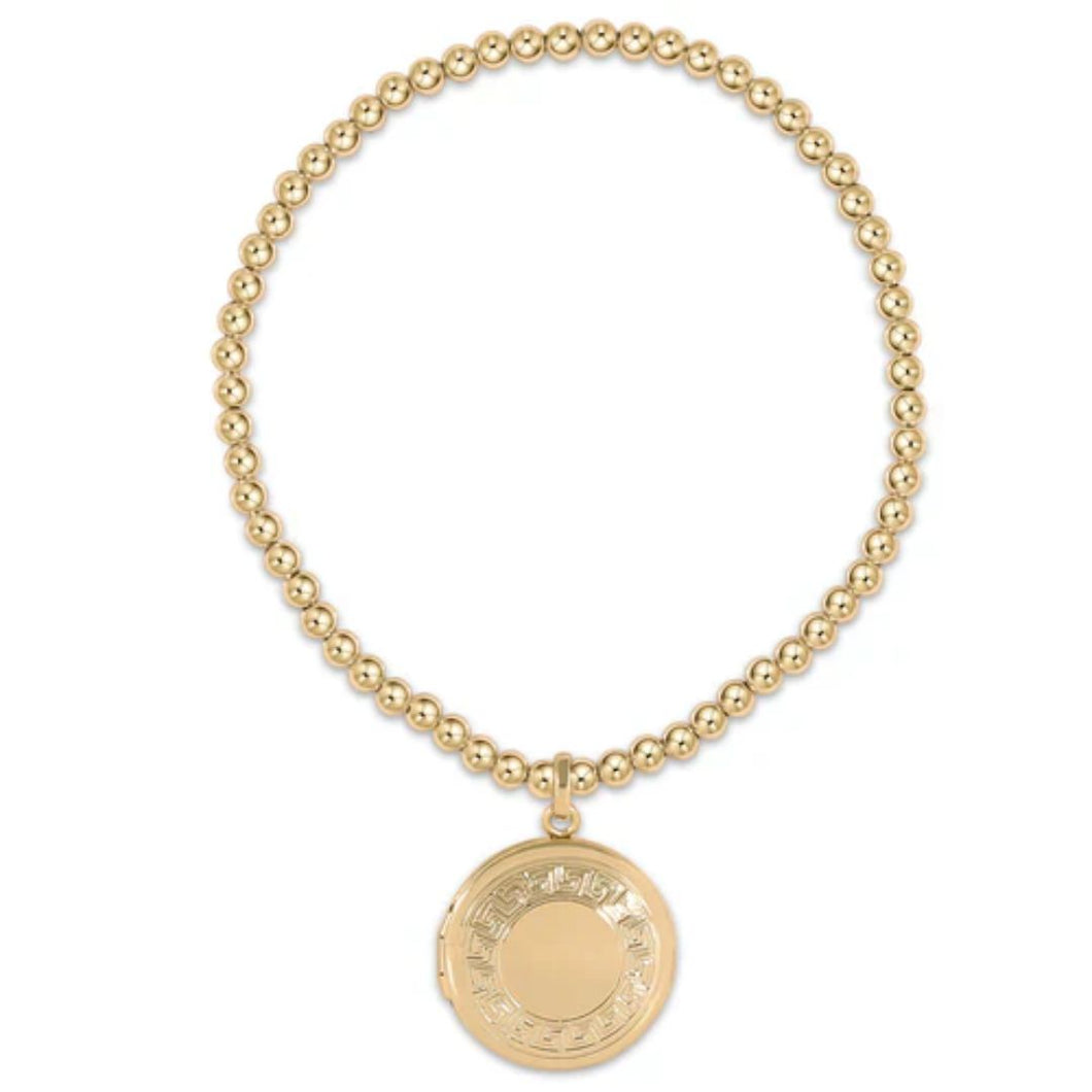 enewton Classic Gold 3mm Bead Bracelet- Cherish Small Gold Locket