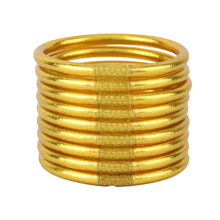 Load image into Gallery viewer, BUDHAGIRL GOLD ALL WEATHER BANGLES (SET OF 9) - SERENITY PRAYER- X-LARGE
