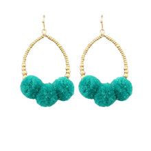 Load image into Gallery viewer, 3 Pom Pom Teardrop Earring
